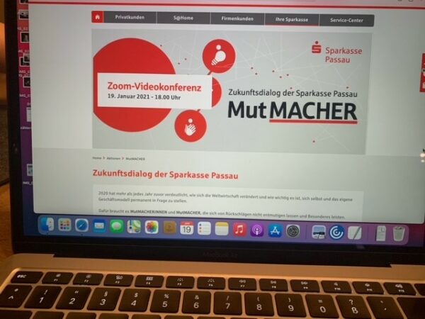 Sparkasse Passau veranstaltet virtuelles Netzwerktreffen von, mit und für MutMacher