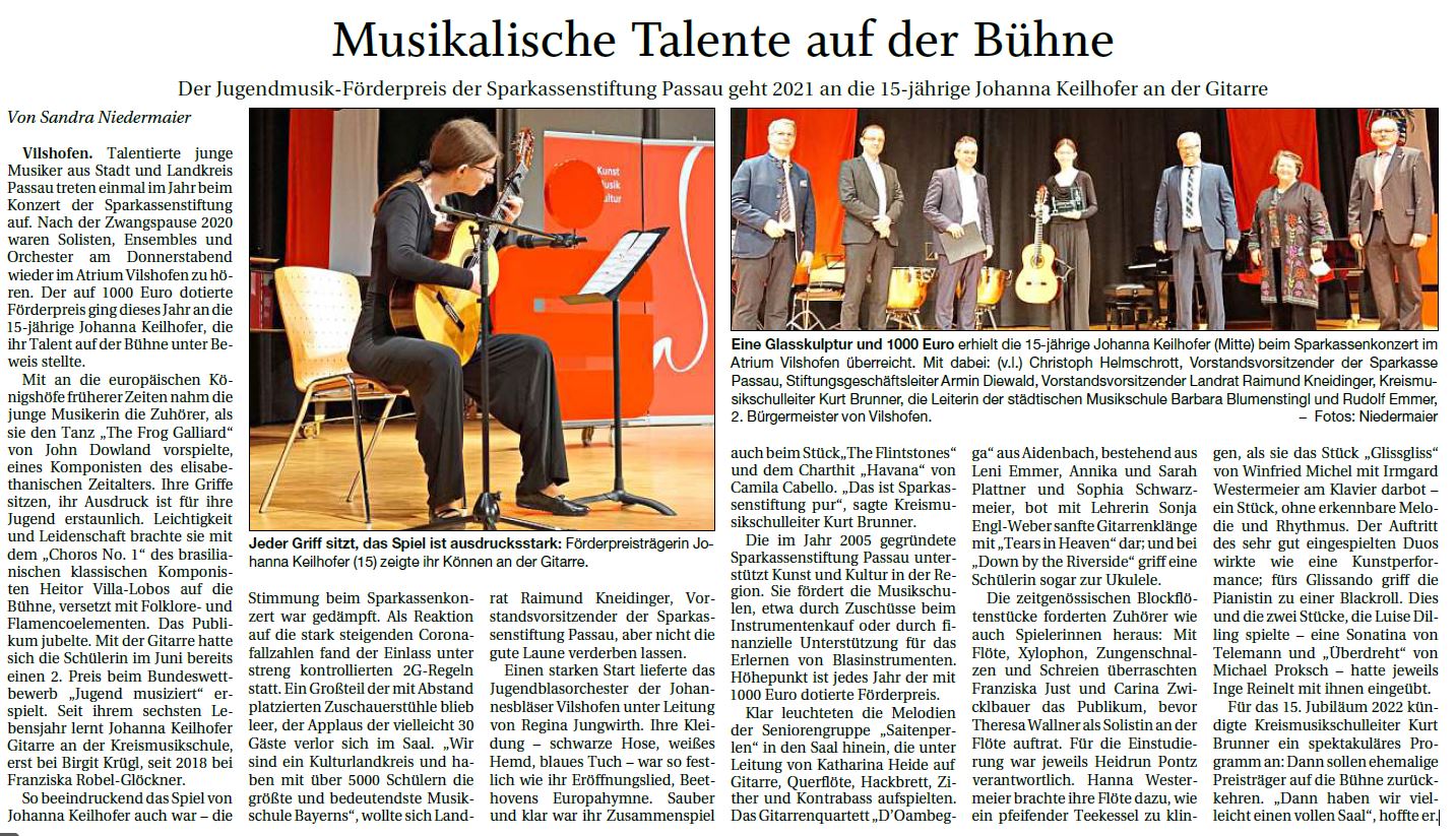 Jugendmusik-Förderpreis der Sparkassenstiftung Passau