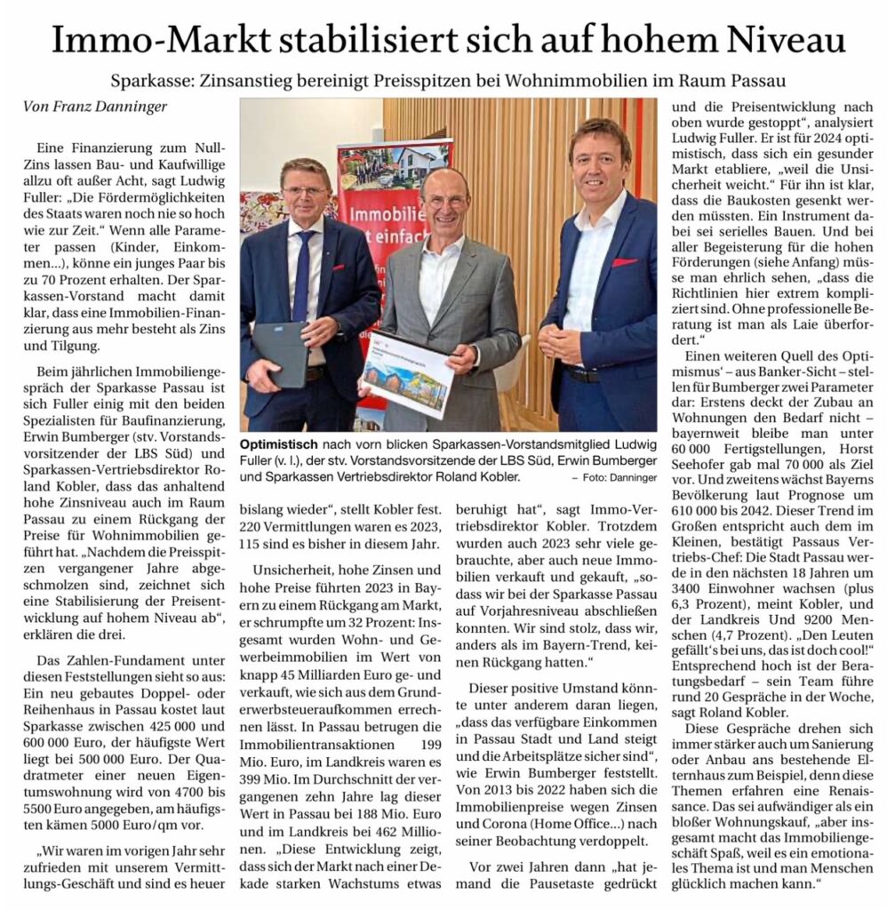 Immobilienmarkt-Pressegespräch 2024 in Passau