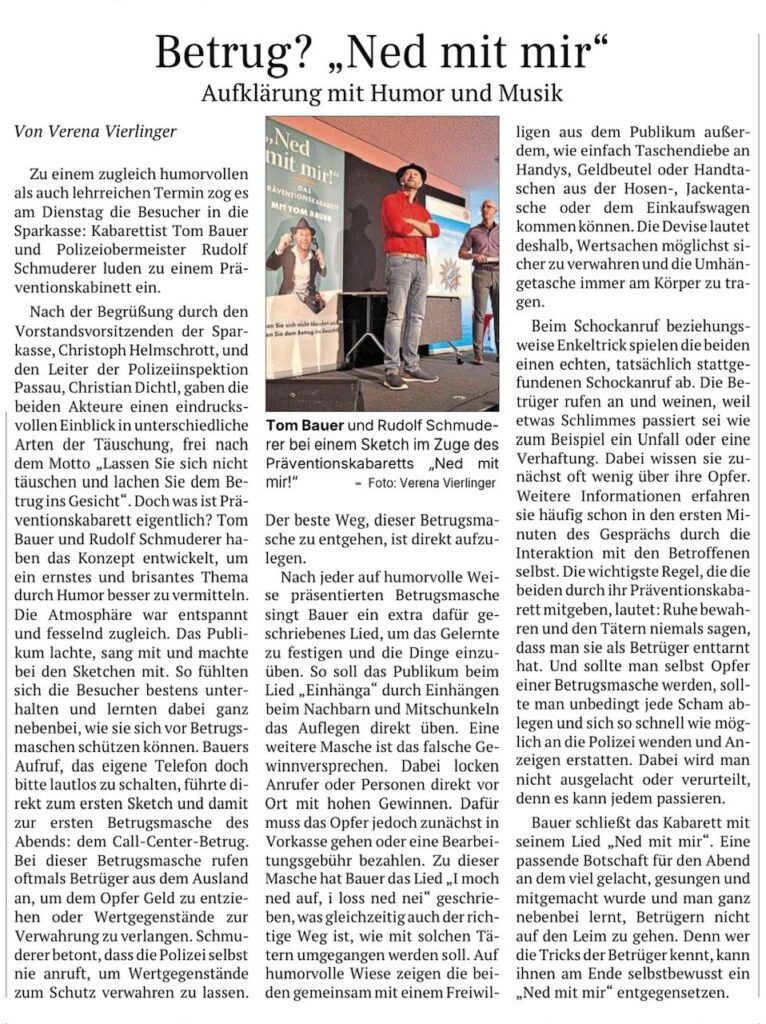 Präventionskabarett „Ned mit mir“